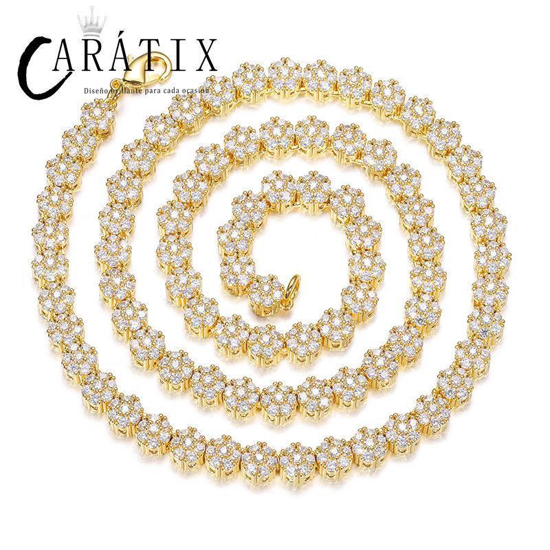 CARÁTIX Plum Blossom Tennis Chain | 3A+ CZ Iced Out Hip Hop Necklace for Men & Women (8mm) - CaratixJewelry